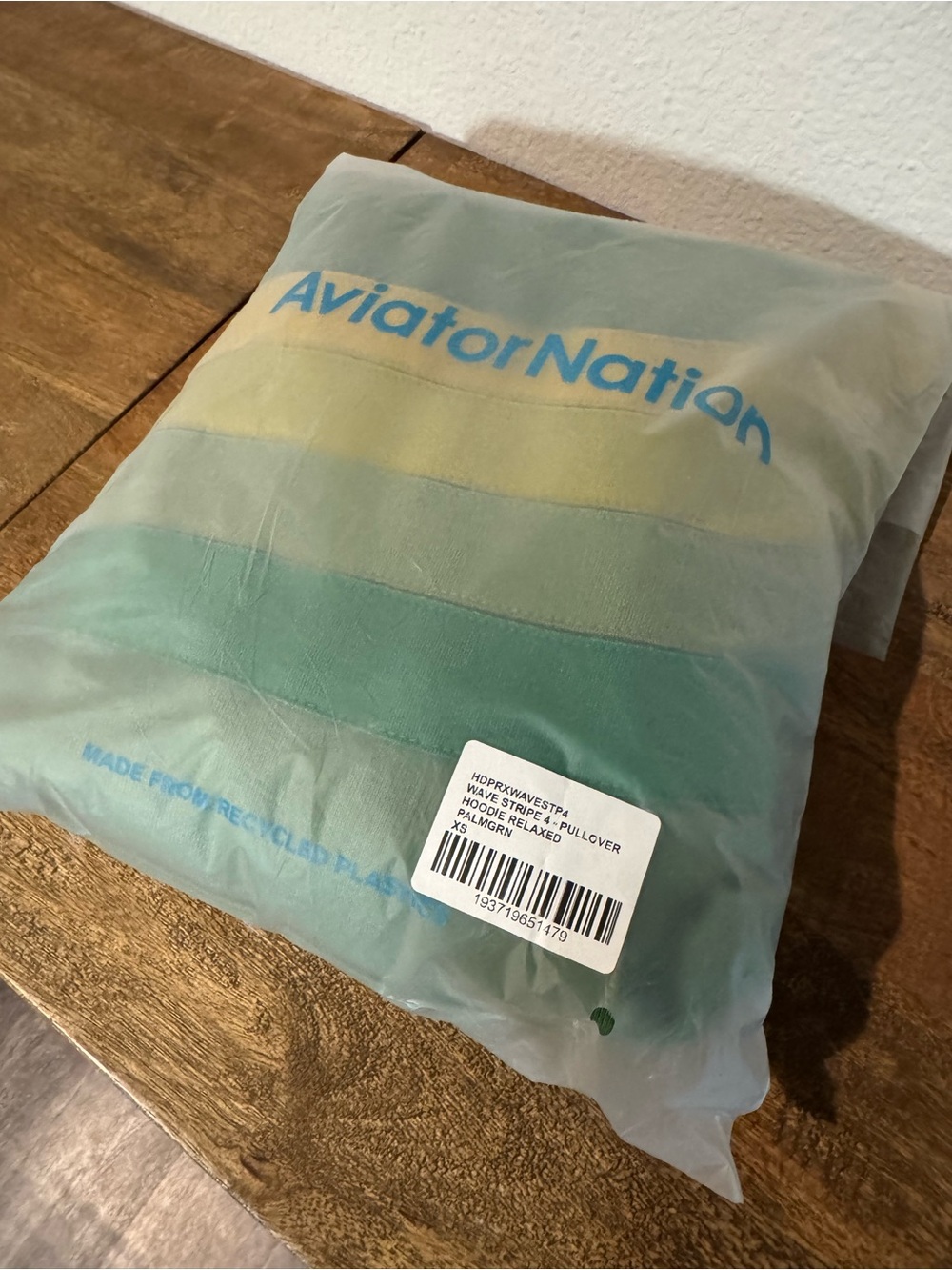 Aviator Nation WAVE STRIPE 4 PULLOVER HOODIE RELAXED - PALM // GREEN - Picture 5 of 8